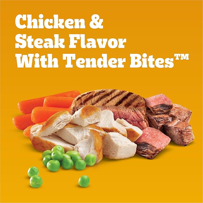 PEDIGREE with Tender Bites Small Dog Complete Nutrition Small Breed Adult Dry Dog Food, Chicken & Steak Flavor Dog Kibble, 3.5 lb. Bag