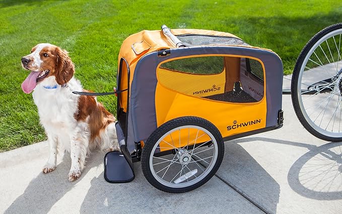 Schwinn Rascal Bike Dog Trailer, Carrier for Small and Large Pets, Easy Folding Cart Frame, Quick Release Wheel, Universal Bicycle Coupler, Washable Non-Slip Lining