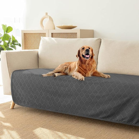 fuguitex Waterproof Dog Blanket Bed Cover Dog Crystal Velvet Moroccan Fuzzy Cozy Plush Pet Blanket Throw Blanket for Couch Sofa(30 * 70 inch, Dark grey+Beige)