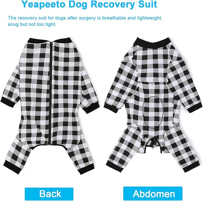 Dog Recovery Suit Full-Zipper After Post-Surgery Large Medium Dogs, Dog Bodysuit for Prevent Licking& Chewing Wounds Onesies Cone Alternative (Black, 6X-Large)