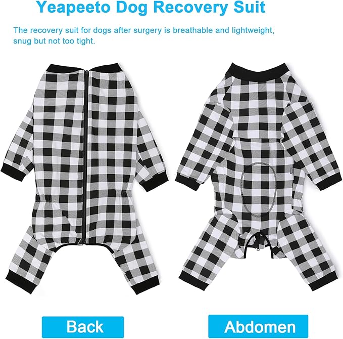 Dog Recovery Suit Full-Zipper After Post-Surgery Large Medium Dogs, Dog Bodysuit for Prevent Licking& Chewing Wounds Onesies Cone Alternative (Black, 5X-Large)