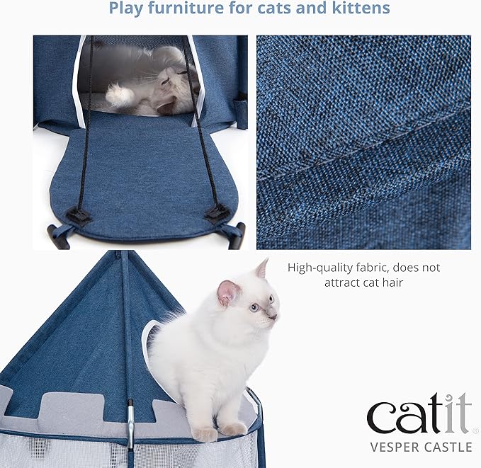 Catit Vesper Castle, Soft Cat Tower Hideout, Blue