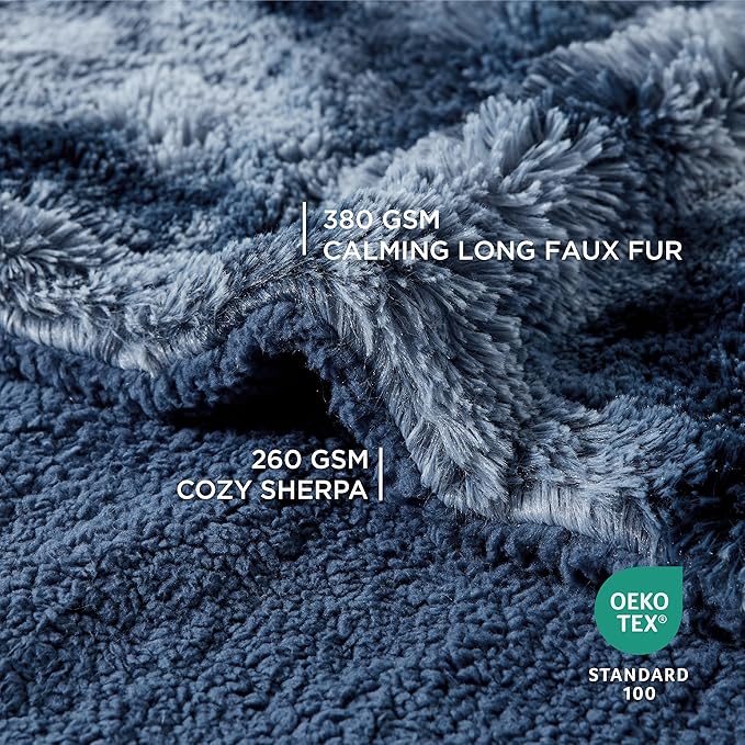 Bedsure Waterproof Dog Blankets for Medium Dogs - Calming Cat Blanket for Couch Protector Washable, Long Faux Fur Pet Throw Blanket for Puppy, Reversible Furniture Protection, 30"x40", Tie-dye Navy