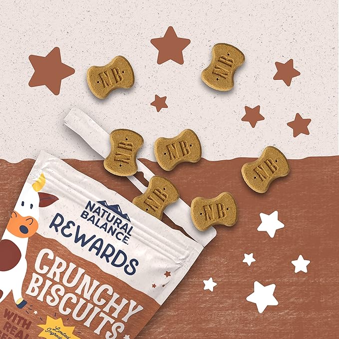 Natural Balance Limited Ingredient Rewards Crunchy Biscuits, Dog Treats with Healthy Grains for Adult Dogs of All Breeds, Beef Recipe, 14 Ounce (Pack of 1)