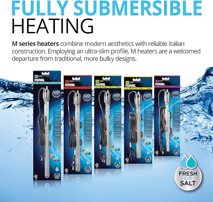 Fluval M150 Submersible Heater, 150-Watt Heater for Aquariums up to 45 Gal., A783