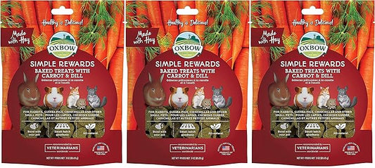 Oxbow 3 Pack of Carrot and Dill Simple Rewards Small Pet Treats, 3 Ounces Each, with Hay