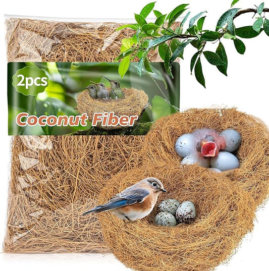 Sukh 2PCS Coconut Fiber for Bird Nest - Canary Nesting Material Coconut Bird Nest Finch Coconut Fiber Loose Bedding Substrate for Laying Eggs,Resting Materials for Birds, Hummingbird Parakeet