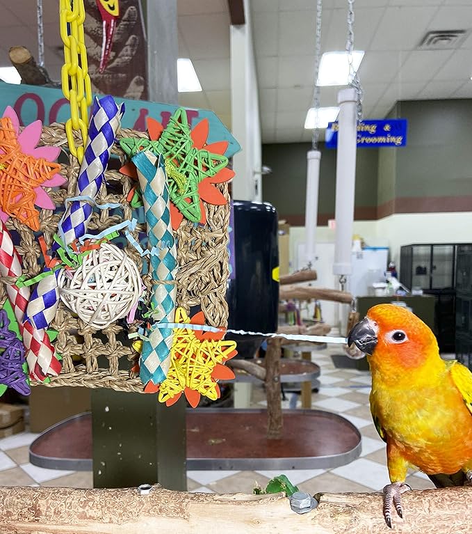 Birds LOVE Flower Net Climbing Parrot Toy for Small to Medium Birds - Foraging Hanging and Chewing Interactive Play