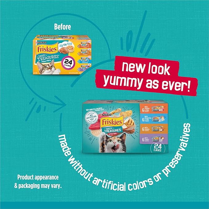 Purina Friskies Gravy Wet Cat Food Variety Pack, Tasty Treasures Prime Filets - (Pack of 24) 5.5 oz. Cans