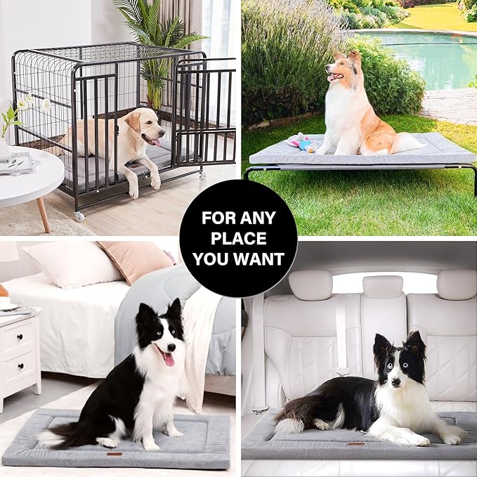 Dog Beds for Small, Medium, Large Dogs, Dog Crate Pad Mat with Soft Warm Plush, Anti-Slip Washable Thin Kennel Pad Mattress for Pets Sleeping