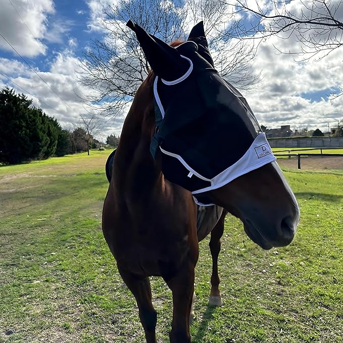 Horse Fly Mask - Fly Masks for Horses with Ears, Horse Sunscreen, Sunscreen for Horses, UV Fly Mask for Horses, Horse Fly Mask UV Protection, Cattle Fly Mask, Fly Masks for Horses, Fly Mask