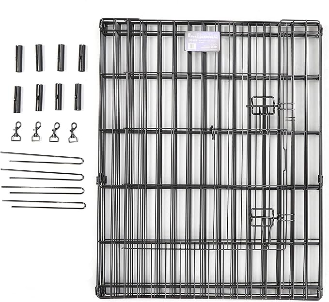 MidWest Homes for Pets Foldable Metal Dog Exercise Pen / Pet Playpen. Black w/ door, 24'W x 30'H, 1-Year Manufacturer's Warranty