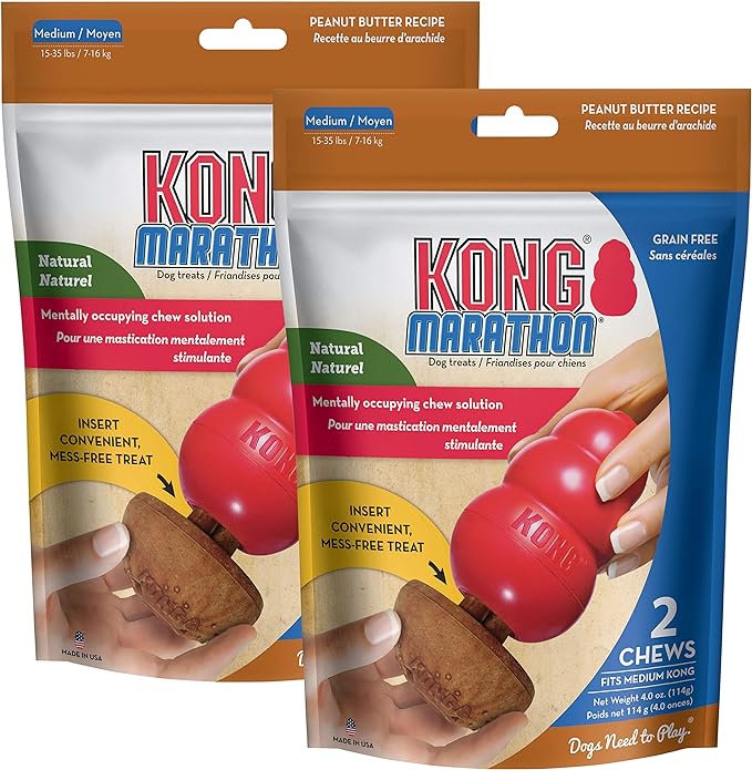 KONG - Marathon (2 Pack, 4 Pieces Total) - Peanut Butter Flavor - Medium Dog Treats