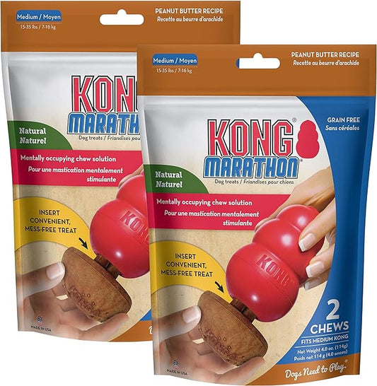 KONG - Marathon (2 Pack, 4 Pieces Total) - Peanut Butter Flavor - Medium Dog Treats