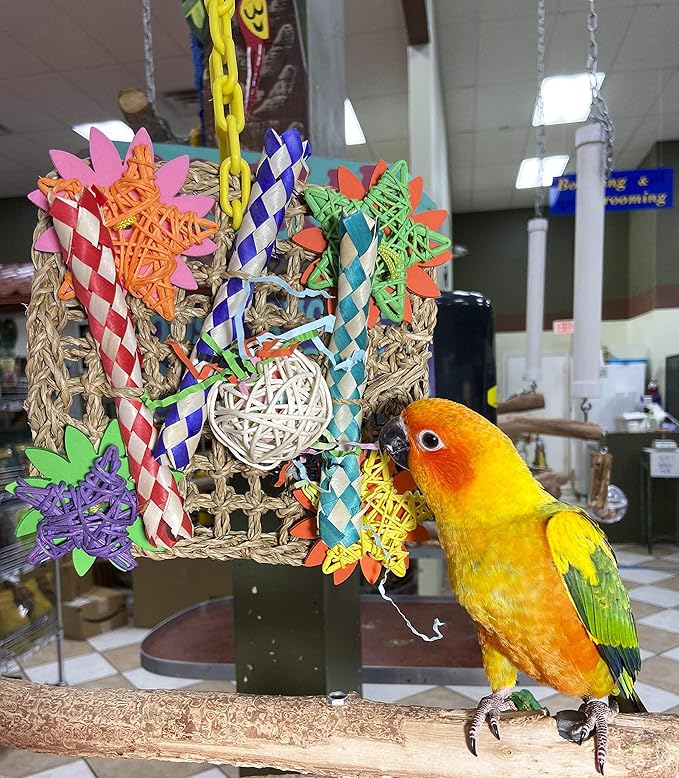 Birds LOVE Flower Net Climbing Parrot Toy for Small to Medium Birds - Foraging Hanging and Chewing Interactive Play