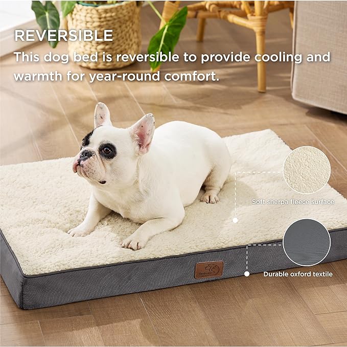 Bedsure Medium Dog Bed for Medium Dogs - Orthopedic Dog Beds with Removable Washable Cover, Egg Crate Foam Pet Bed Mat, Suitable for Dogs Up to 35lbs