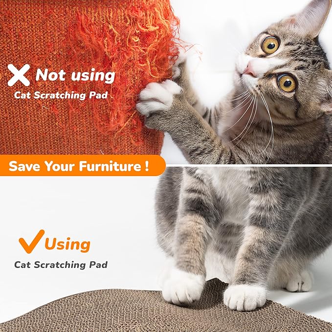 Conlun Cat Scratcher Cardboard Cat Scratch Pad with Premium Scratch Textures Design Durable Cat Scratching Pad Reversible Half Wave 16.5L x 8.6W x 1.6H