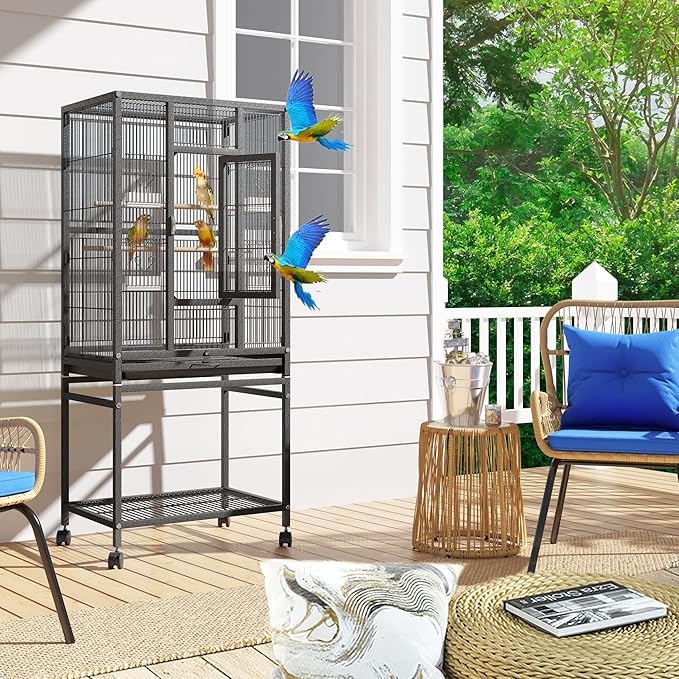 YINTATECH 53 inches Bird Cage Seed Catcher & Birdcage Cover, Bird Cages for Parakeets, Parrot, Cockatiel, Pigeon, Finch cage for Birds