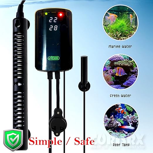 Corisrx Submersible Aquarium Heater Set - 55-100 Gallon Betta Fish Tank Temperature Controller, Turtle Tank Thermometer, Freshwater Saltwater Large Tank Thermostat (450W (for 50 to 80 Gallon))