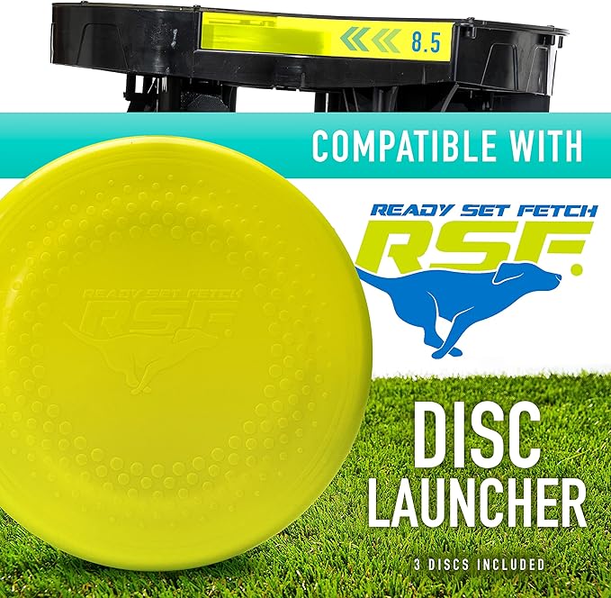 Franklin Pet Supply Dogs Flying Fetch Discs - 8.75" Inch Plastic Toy Discs for Fetch + Training - Discs for Small, Medium + Large Dogs - RSF Disc Launcher Compatible - 3 Pack, Yellow (90081Z)