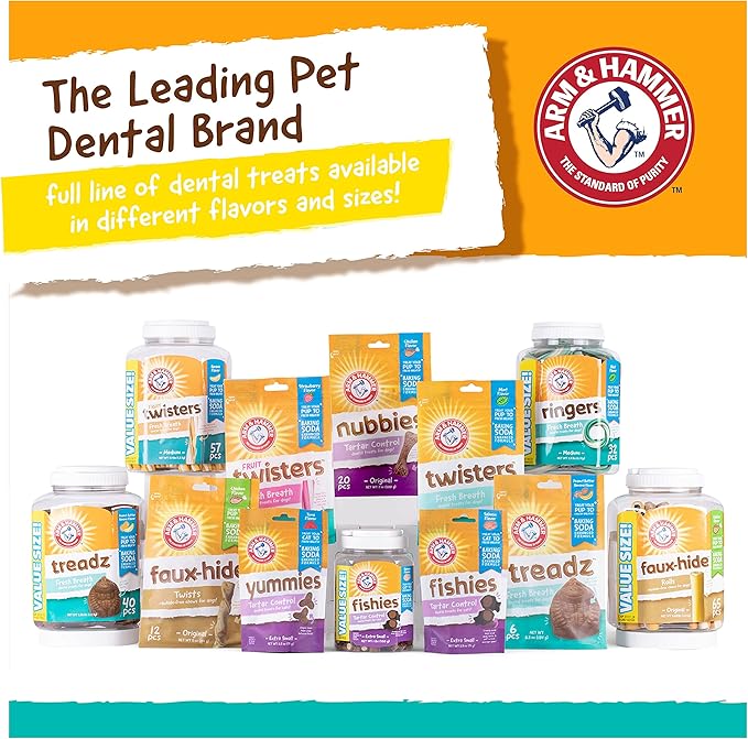 Arm & Hammer Fruit Twisters Fresh Breath Dental Treats for Dogs, Value Pack in Banana Flavor Medium Dog Dental Chews for Bad Breath, Plaque & Tartar Without Brushing (Pack of 1,57 Count Total)