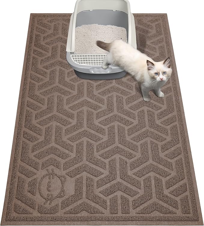 UPSKY Cat Litter Mat, Litter Trapping Mat Soft on Kitty Paws, Large Litter Box Mat 35" x 24" Scatter Control for Cat Litter, Waterproof and Extra Large Litter Box Carpet.