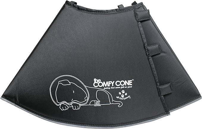 Comfy Cone Pet Cone for Dogs, Cats, Medium (Extra-Long), Black - Comfortable Soft Dog Cone Collar Alternative for After Surgery, Wound Care, Spay, Neuter - Dog and Cat Recovery Collar