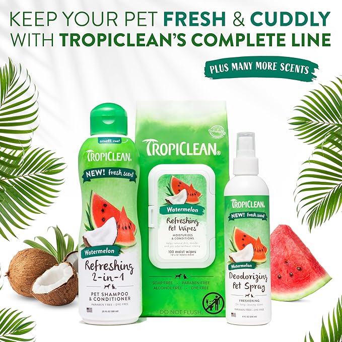 TropiClean Watermelon Cat & Dog Deodorizing Spray | Cat & Dog Grooming Supplies | 8 oz | Made in the USA