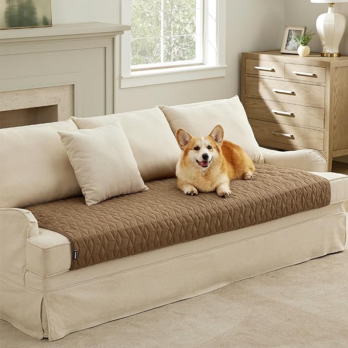 Bedsure 100% Waterproof Couch Cover for Dogs Washable - Non Slip Waterproof Dog Blanket for Couch Sofa, Lightweight Furniture Protector Durable for Pet Cat Puppy with Non-slip Bottom, Brown, 30x70IN