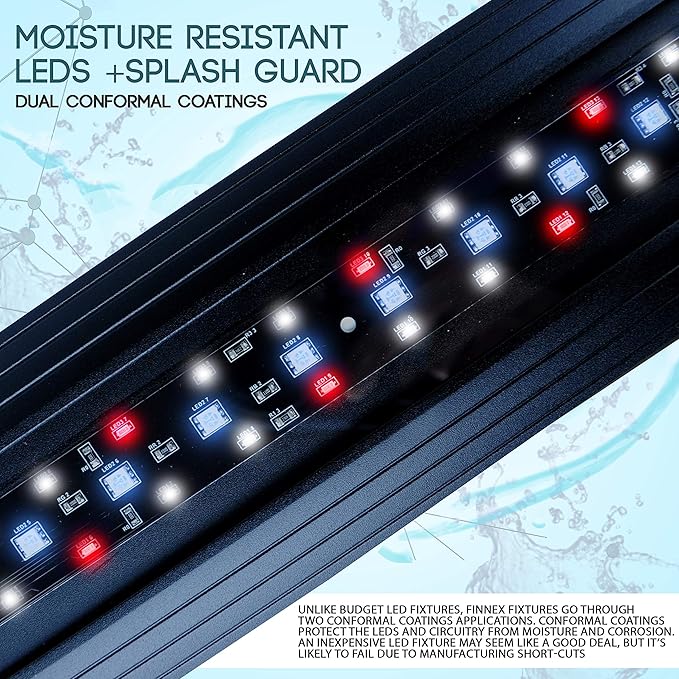 Finnex Planted+ 24/7 CRV Aquarium LED Light, Automated Full Spectrum 660Nm Deep Red Fish Tank Light, 20", Sleek Black, (CRV-20)