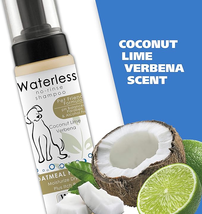 Wahl USA Pet Friendly Waterless No Rinse Shampoo for Animals – Oatmeal & Coconut Lime Verbena for Cleaning, Conditioning, Detangling & Moisturizing Dogs, Cats & Horses – 7.1 Oz - Model 820015A