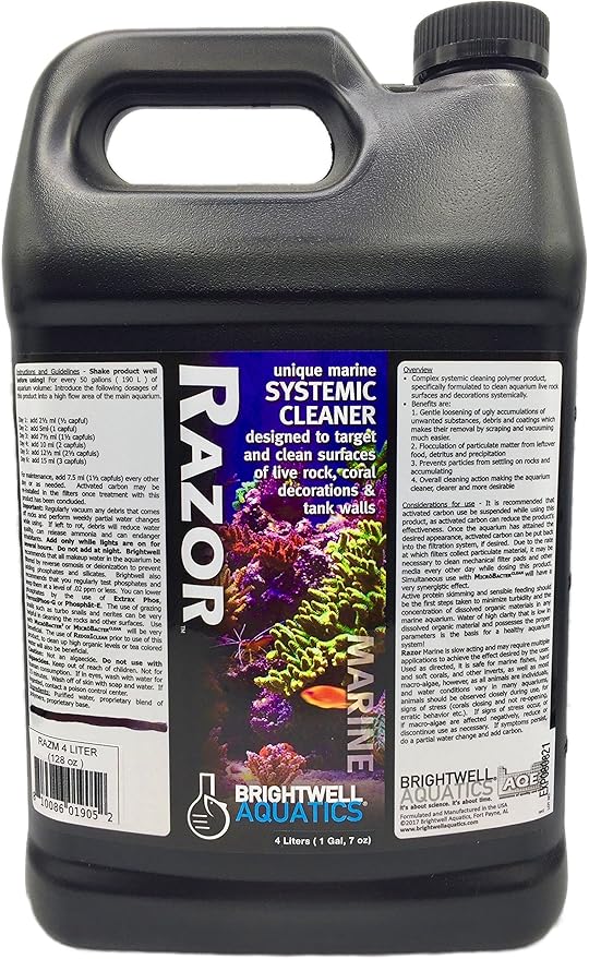 Brightwell Aquatics - Razor Marine - Unique Systemic Fish Tank Cleaner for Marine Aquariums - Aquarium Water Treatments, 135.2 fl oz