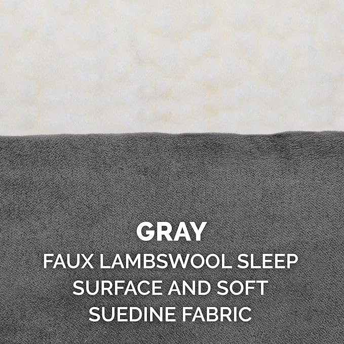 Furhaven Memory Foam Dog Bed for Large Dogs w/ Removable Washable Cover, For Dogs Up to 95 lbs - Sherpa & Suede Mattress - Gray, Jumbo/XL