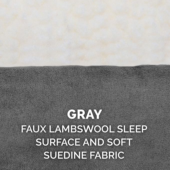 Furhaven Orthopedic Dog Bed for Large/Medium Dogs w/ Removable Washable Cover, For Dogs Up to 55 lbs - Sherpa & Suede Mattress - Gray, Large