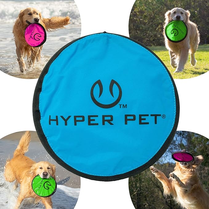 Hyper Pet Flippy Flopper Dog Frisbee Interactive Dog Toys [Flying Disc Dog Fetch Toy – Floats in Water & Safe on Teeth] (Colors Will Vary), Multicolor, 9"