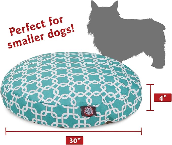 Teal Links Small Round Indoor Outdoor Pet Dog Bed With Removable Washable Cover By Majestic Pet Products