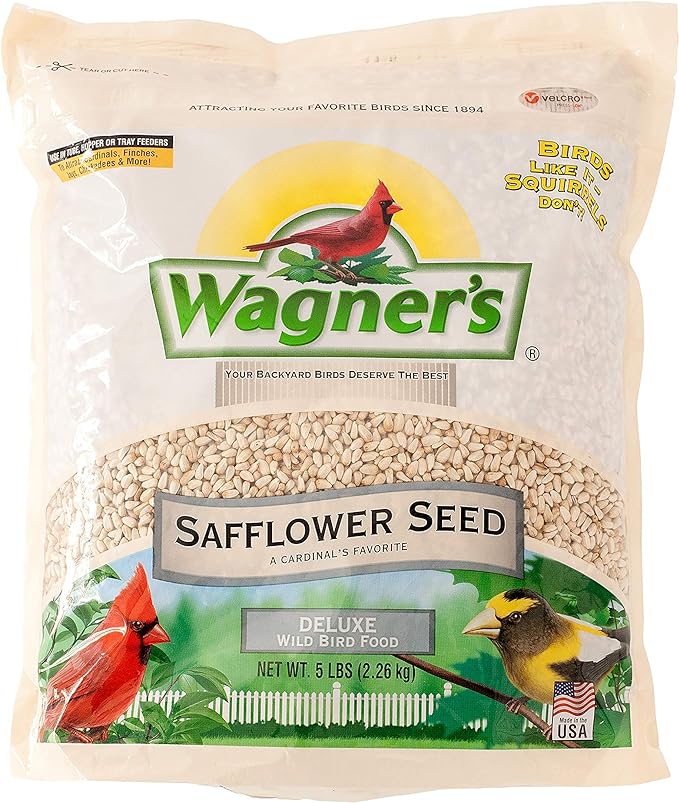 Wagner's 52023 Black Oil Sunflower Seed Wild Bird Food, 5-Pound Bag & 57075 Safflower Seed Wild Bird Food, 5-Pound Bag