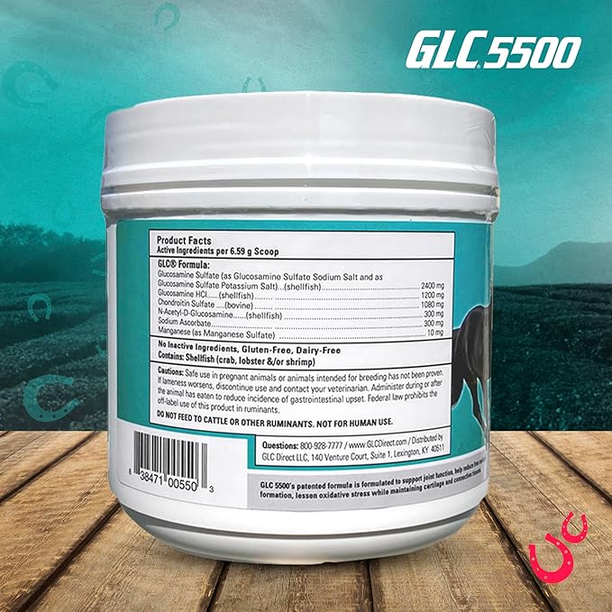 GLC 5500 Equine Formula - Glucosamine Chondroitin Joint Supplement for Horses - with All Four Types of Glucosamine for Healthy, Flexible Joints - 100% Pure Powder Concentrate - 38.12oz, 90 Day Supply