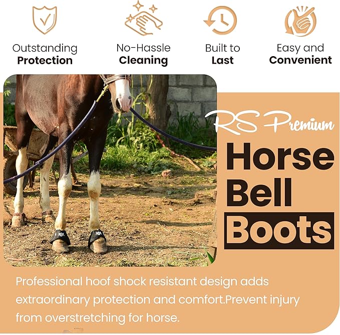 Bell Boots | Prevent Horses from Injury | Professional Bell Boots for Horses with Superb Protection, Durability, Comfort, Relaxable & Lightweight | Easily Remove mud & dust