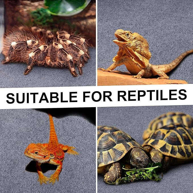 4 Pcs 24" x 47" Reptile Carpet Pet Terrarium Floor Liners Bedding Substrate Liner Supplies Reptile Cage Mat Tank Accessories for Lizard Bearded Dragon Tortoise Snake Leopard (Grey)