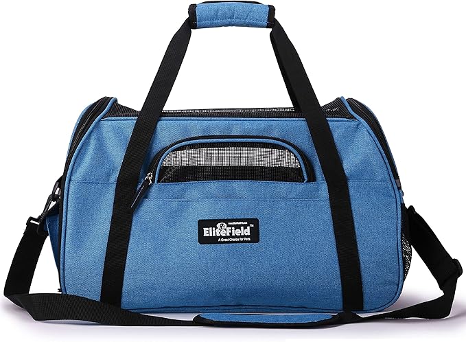 EliteField Soft Pet Carrier (3 Year Warranty, Airline Approved) Small Soft Dog Carrier Soft Cat Carrier Puppy Carrier Soft Sided Travel Carrier Bag (X-Large: 21" L x 12" W x 13" H, Sapphire Blue)