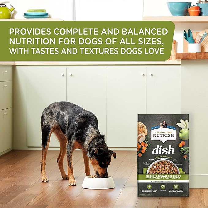 Rachael Ray Nutrish Dish Premium Natural Dry Dog Food with Added Vitamins, Minerals & Taurine, Chicken & Brown Rice Recipe with Veggies & Fruit, 23 Pound Bag