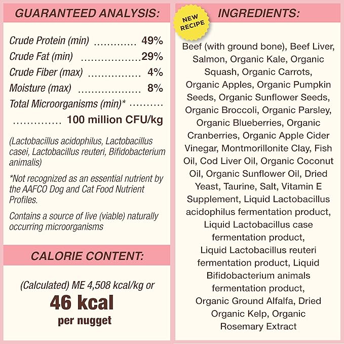 Primal Freeze Dried Cat Food Nuggets Beef & Salmon; Complete & Balanced Meal or Topper; Premium, Healthy, Grain Free, High Protein Raw Cat Food with Probiotics (5.5 oz)