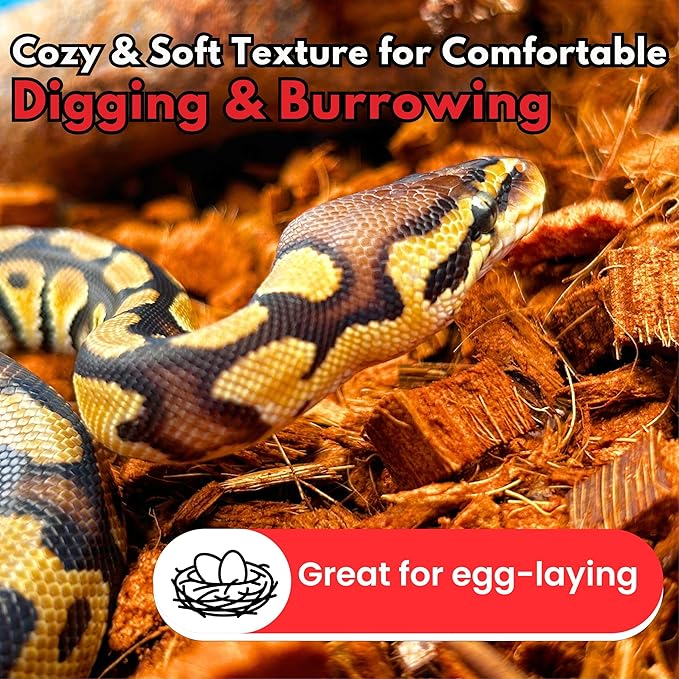 ReptiCare Compressed Coconut Chip Substrate for Reptiles 64 Quart Coco Husk Bedding Block for Ball Pythons, Snakes, Tortoises, Crested Geckos, Frogs, Hermit Crabs or Lizard Terrarium Tanks