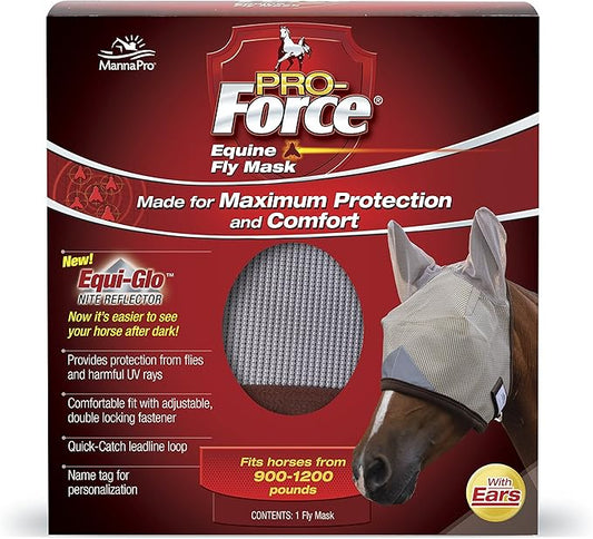 Pro-Force Equine Fly Mask | Horse Fly Mask with UV Protection | Adjustable Fit for Comfort | With Ears