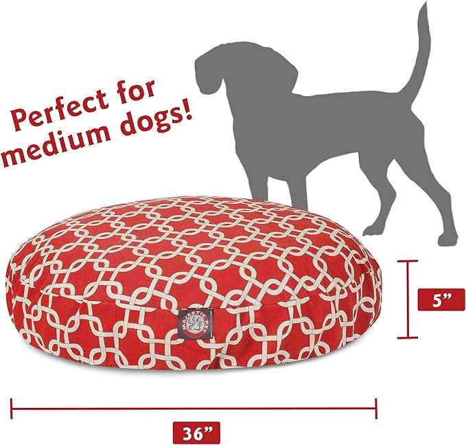 Red Links Medium Round Indoor Outdoor Pet Dog Bed With Removable Washable Cover By Majestic Pet Products