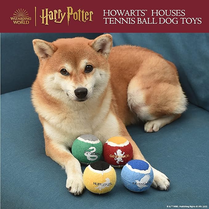 Harry Potter 4 Pack Hogwarts Pride Pet Tennis Balls | Toy Balls for Dogs | Dog Tennis Balls Themed Hogwarts Pride | 4 Pack Dog Balls, Hogwarts Dog Toys