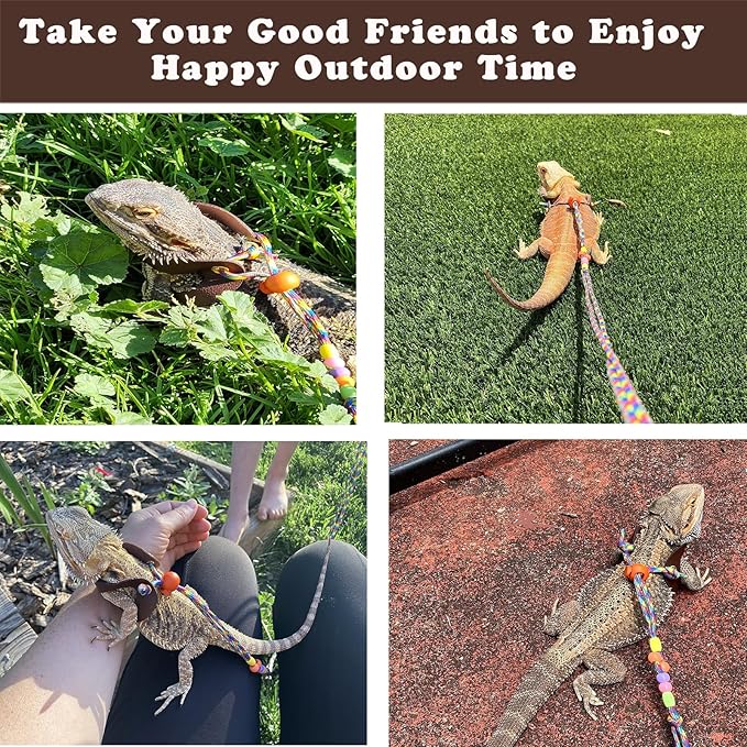 Bearded Dragon Lizard Leash Harness,3 Size Pack Adjustable Small Animal Harness for Bearded Dragon Lizard Reptiles and Other Small pet