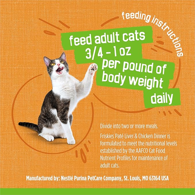 Purina Friskies Pate Wet Cat Food, Liver & Chicken Dinner - (Pack of 24) 5.5 oz. Cans