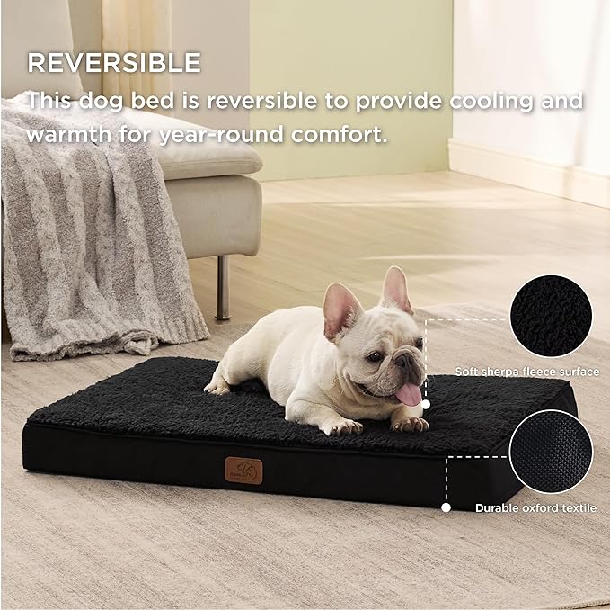 Bedsure Medium Dog Bed for Medium Dogs - Orthopedic Waterproof Dog Beds with Removable Washable Cover, Egg Crate Foam Pet Bed Mat, Suitable for Dogs Up to 35lbs